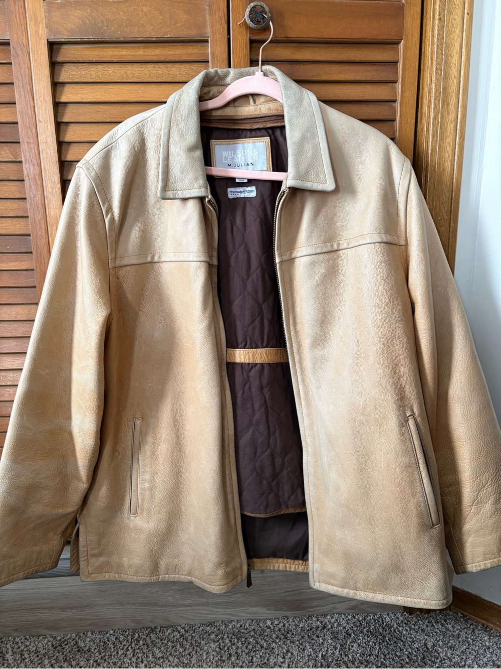 Wilsons Men’s Leather Light Tan Zip coat